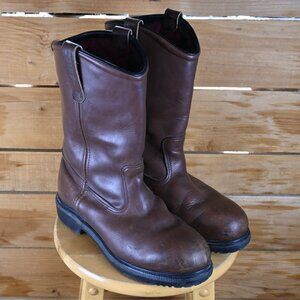 Redwing Pecos Supersole 11-inch Safety Toe Pull-On Boots. M 8.5 EE Made in USA